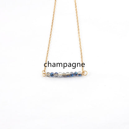 4mm Glass Stone Necklace Stainless Steel Chain