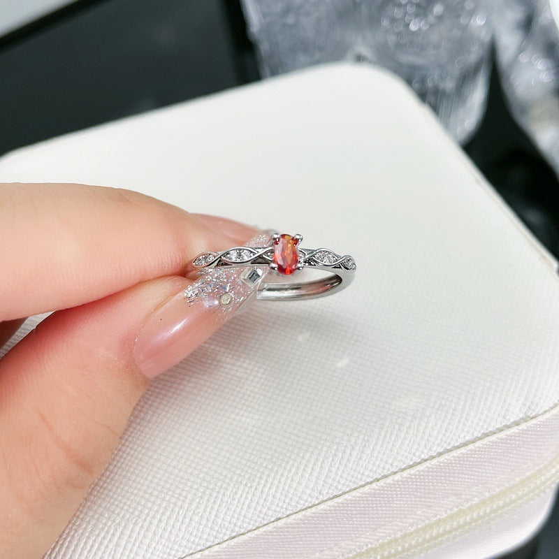 Design Niche Colored Gems Open-end Zircon Ring Retro