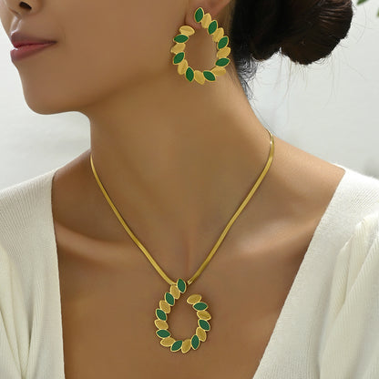 Women's Earrings And Necklace Set Leaves Niche