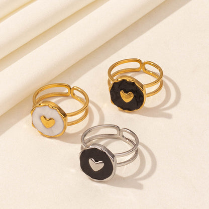 Stainless Steel Simple Heart-shaped Open Ring Retro