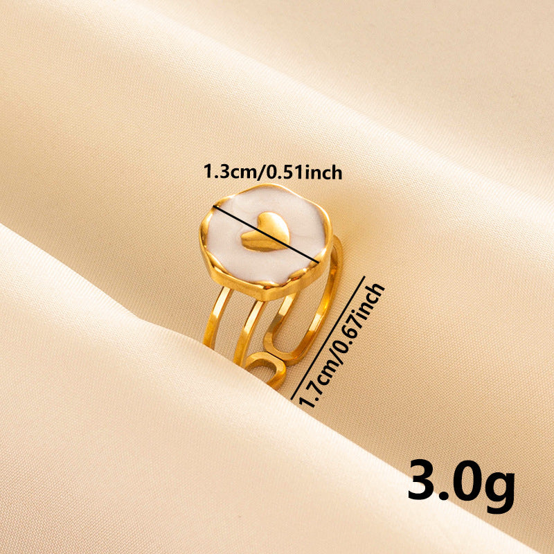 Stainless Steel Simple Heart-shaped Open Ring Retro