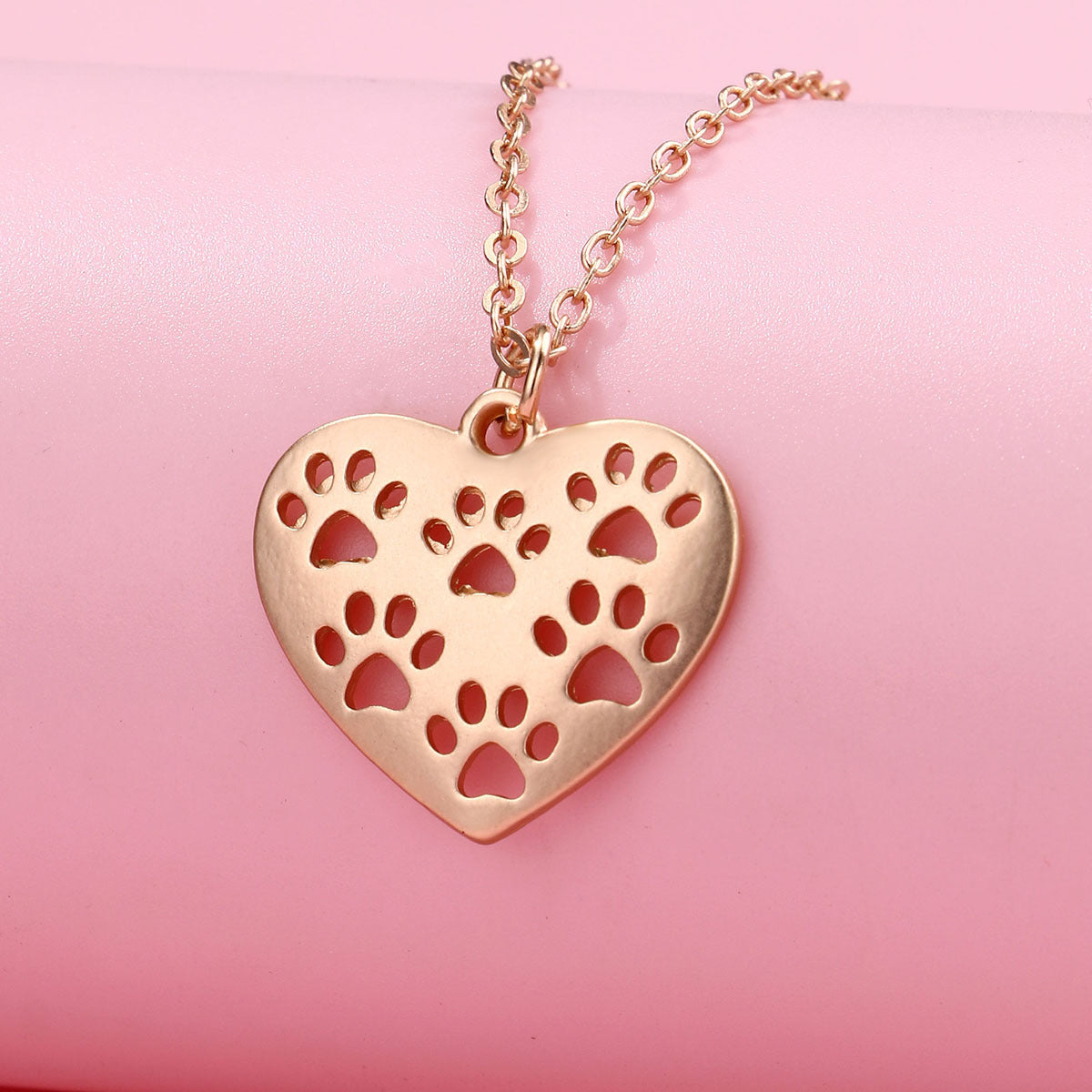 Heart Cat's Paw Necklace Hollow Design Alloy