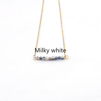 4mm Glass Stone Necklace Stainless Steel Chain